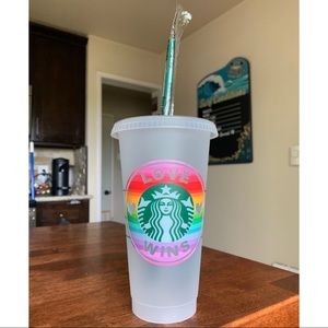 Custom LOVE WINS cup on a color changing cup from Starbucks